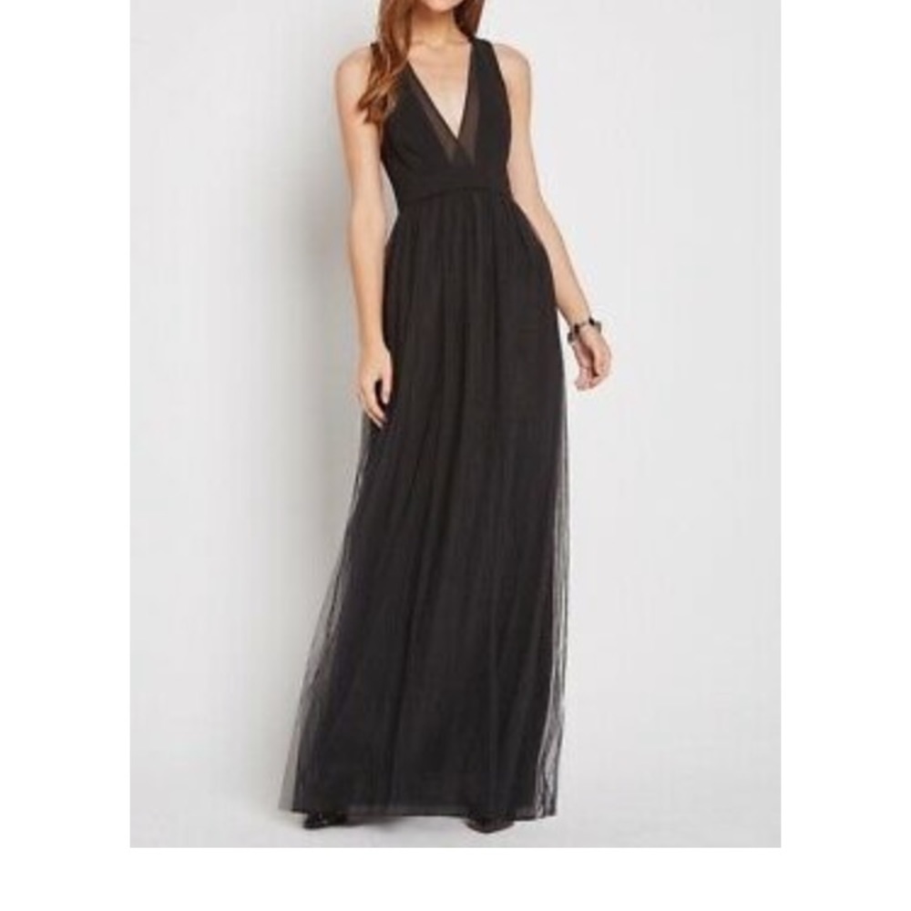 BCBGeneration Black Tulle Sleeveless Maxi Dress 0